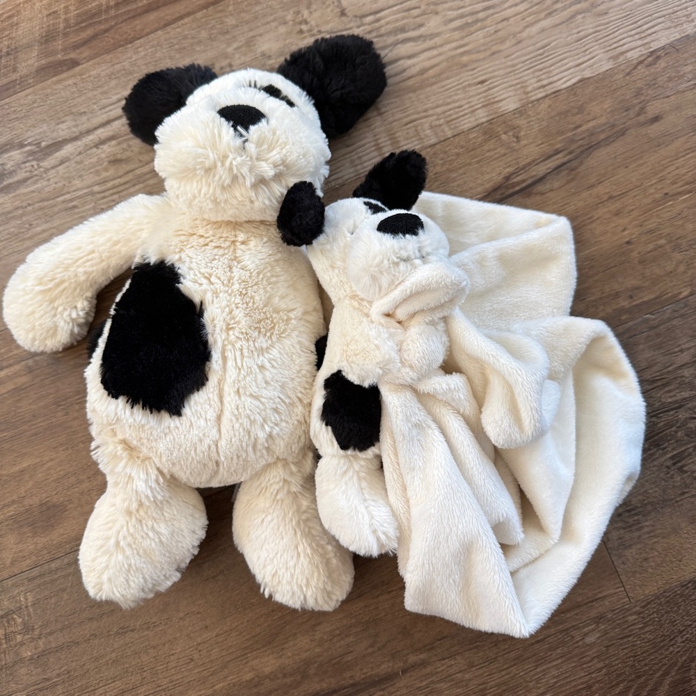 Jellycat Cream and Black Plush puppy Dog and mini